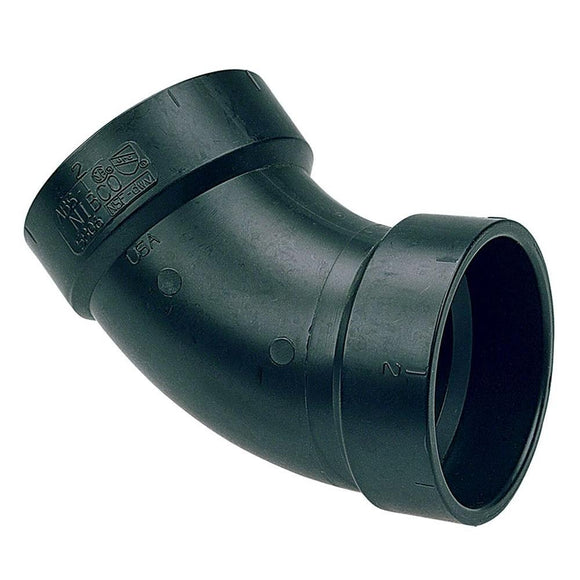 LN321-015 ABS 1 1/2 Inch 45 elbow ABS/DWV